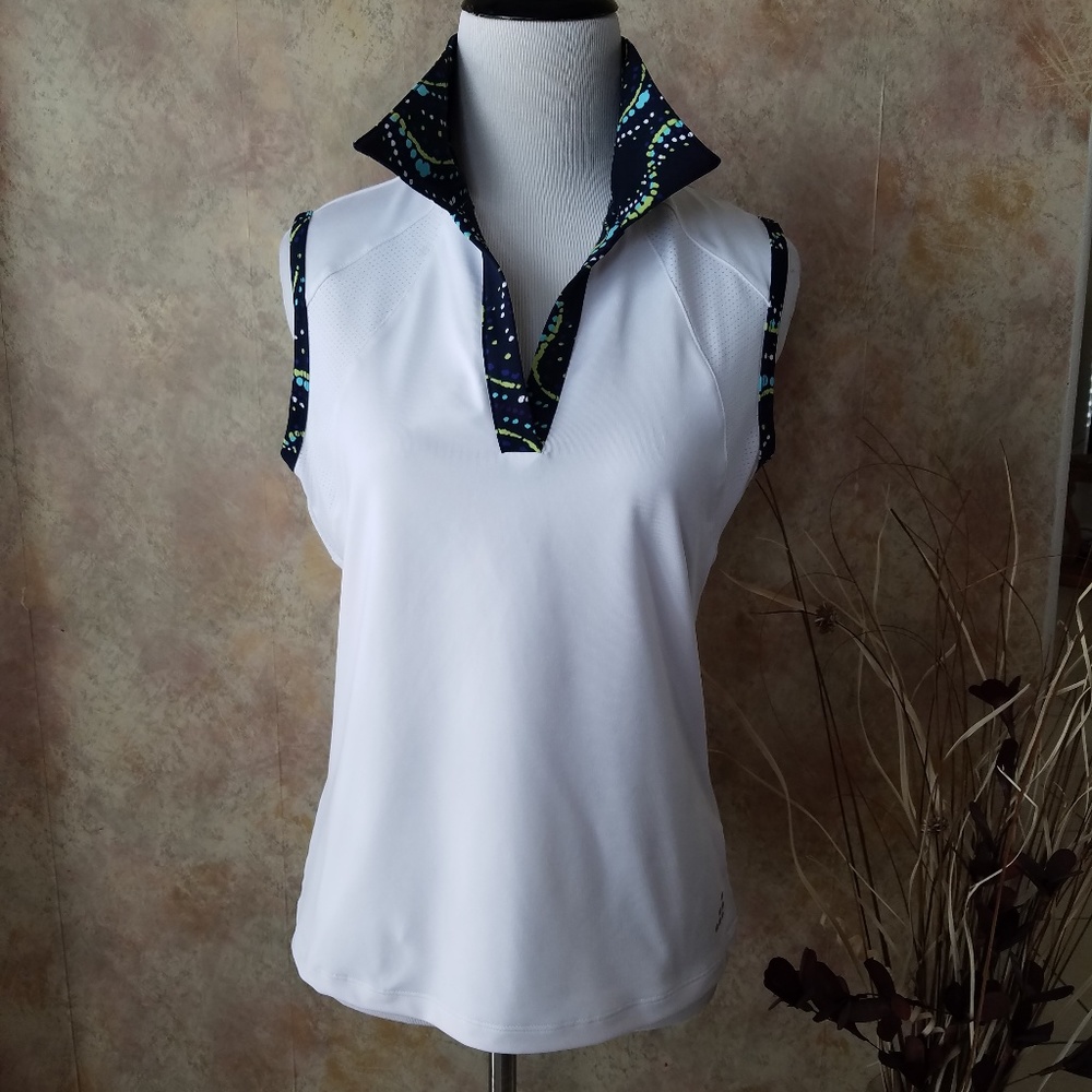 BCG White Athletic Sleeveless Polo